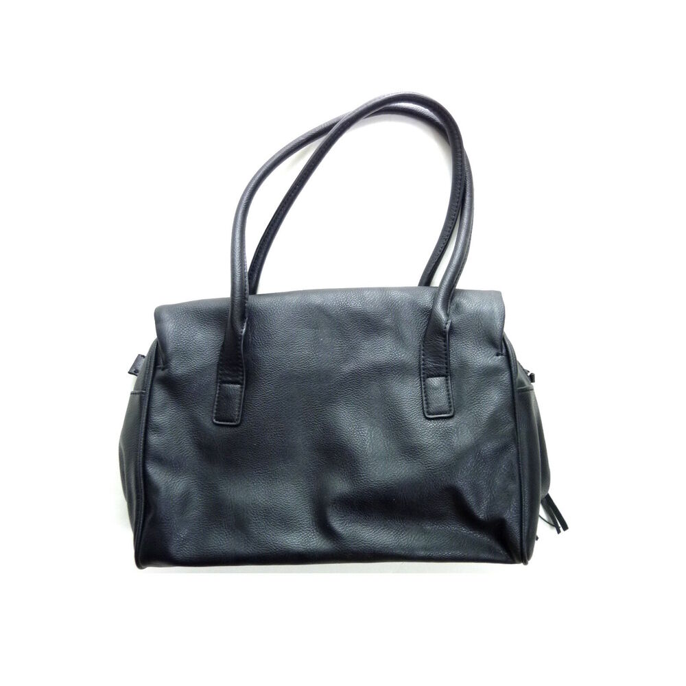 Nine West Black Faux Leather Foldover Bag Tassel Crossbody Messenger Handbag - Picture 4 of 6